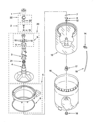 Agitator, basket and tub parts