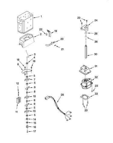 Motor and ice container parts