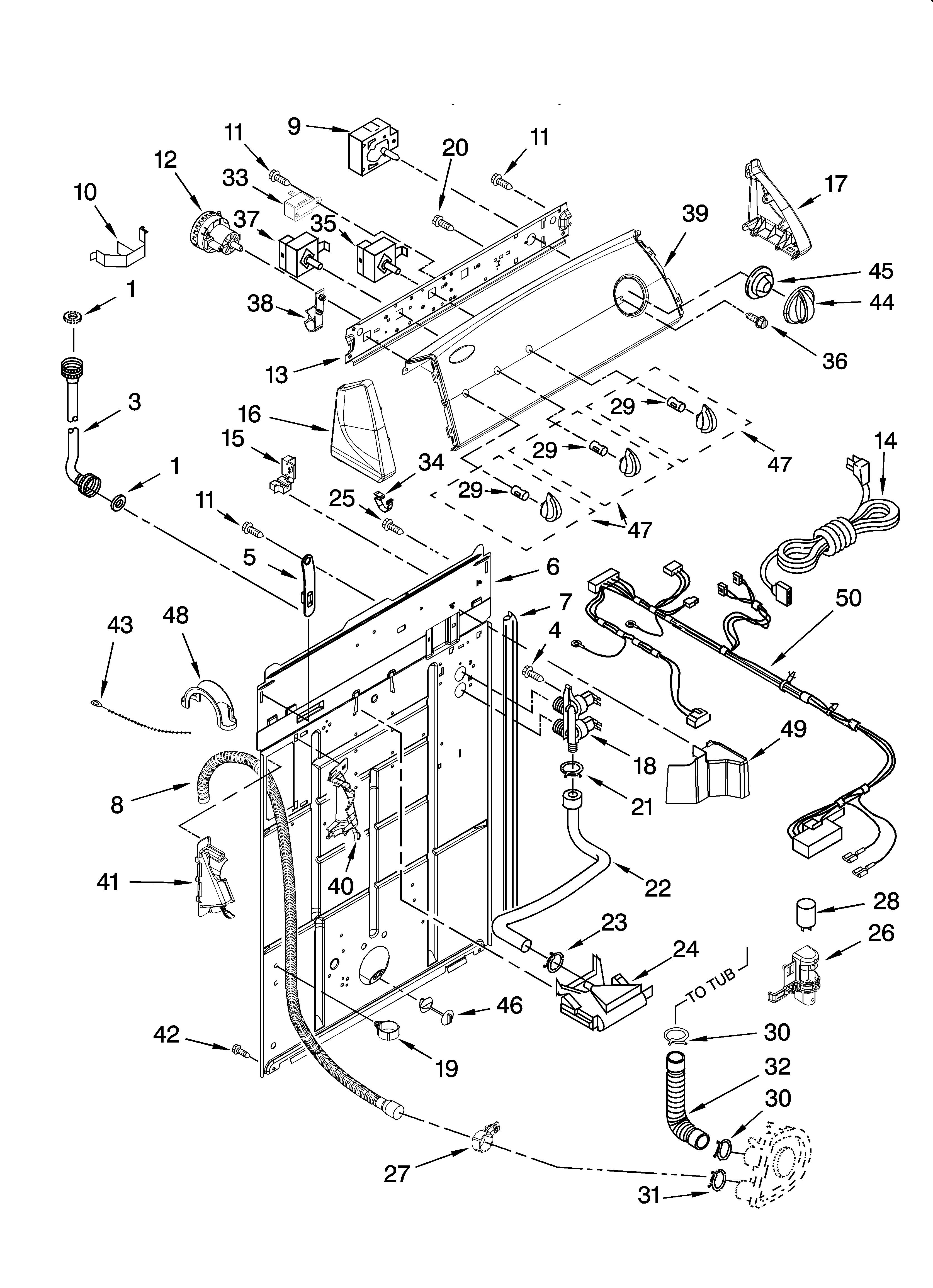 Controls and rear panel parts