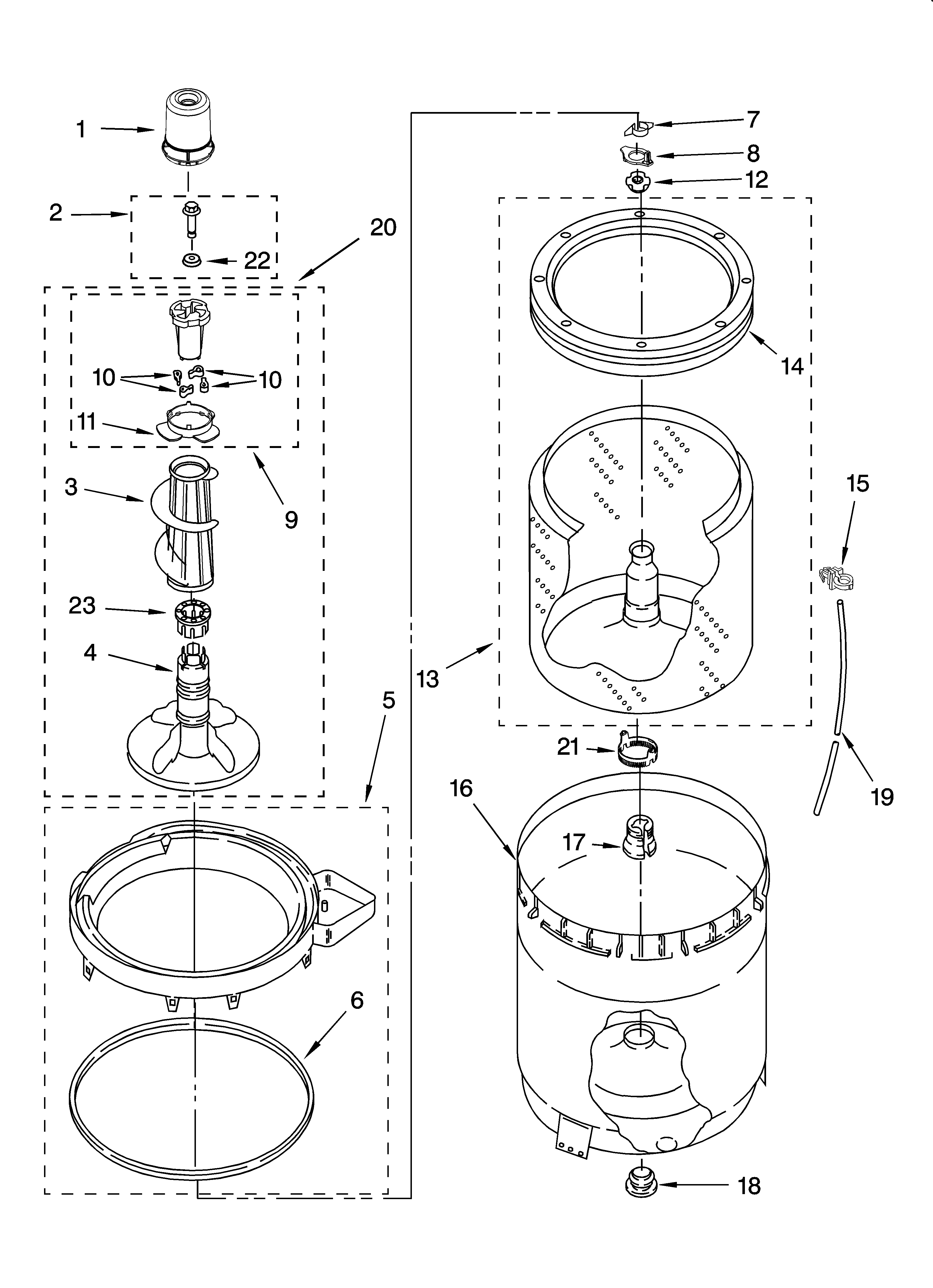 Agitator, basket and tub parts
