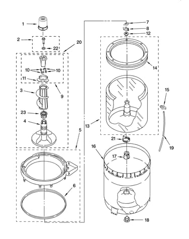 Agitator, basket and tub parts