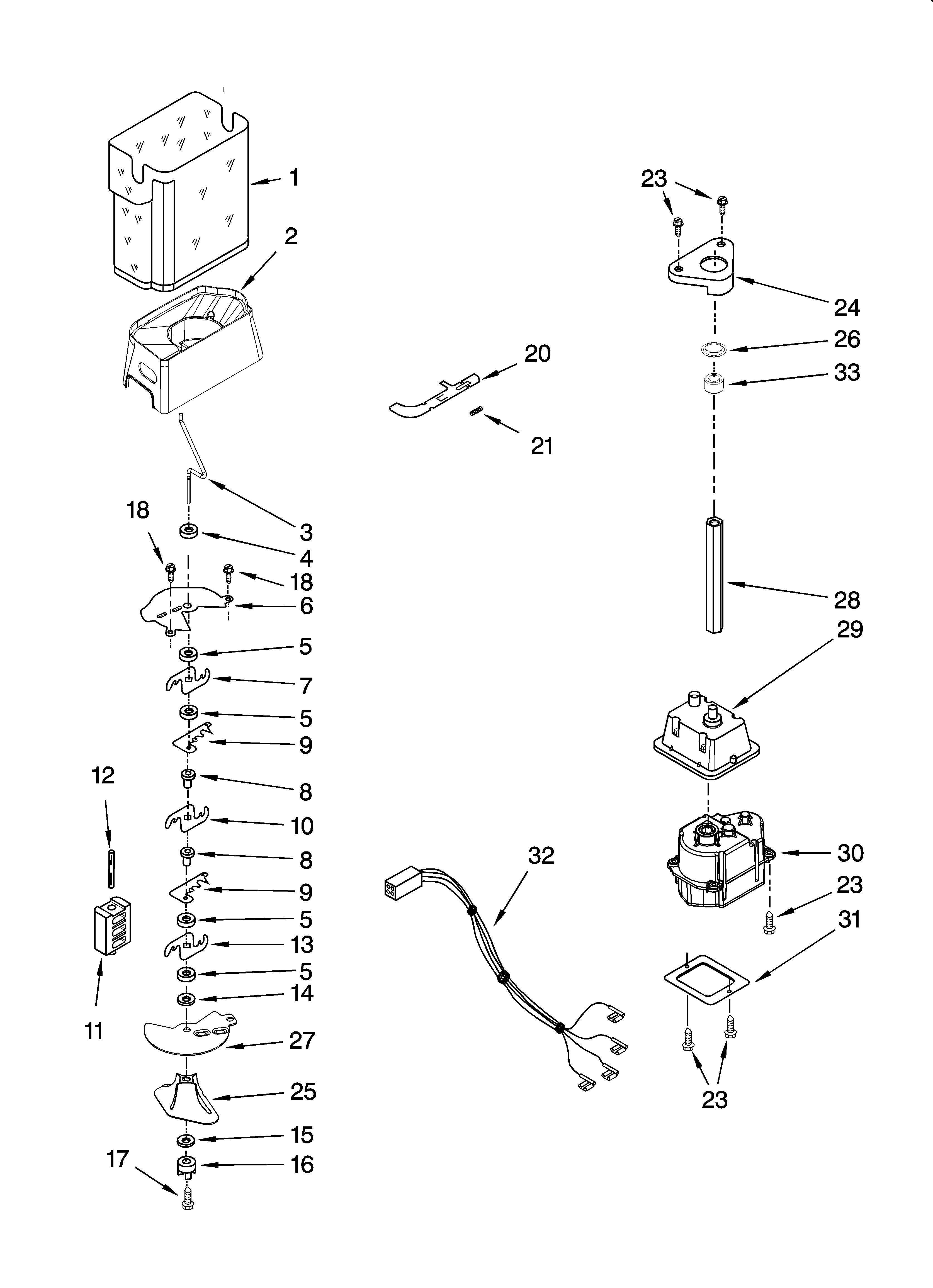 Motor and ice container parts