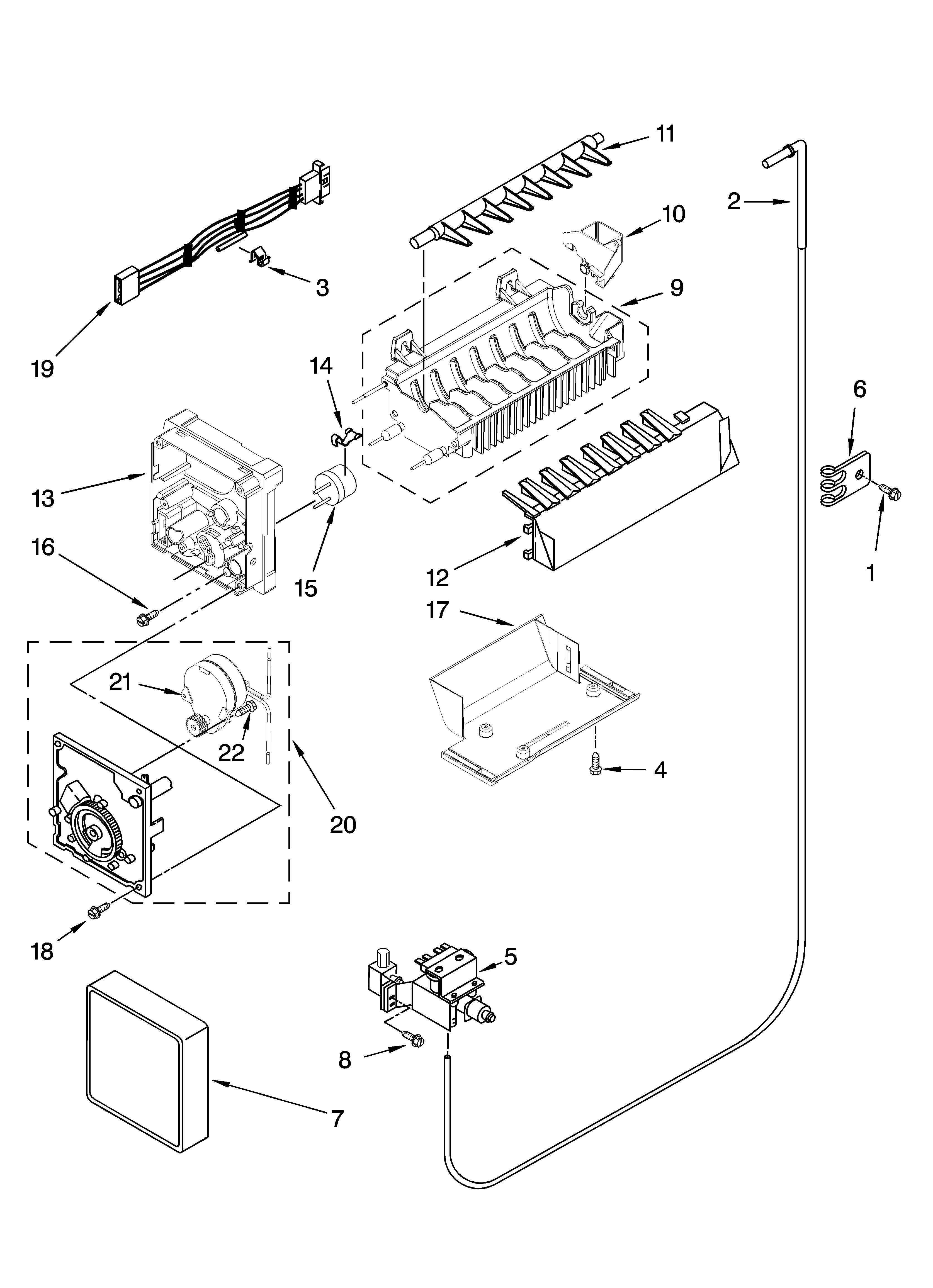 Icemaker parts, optional parts (not included)