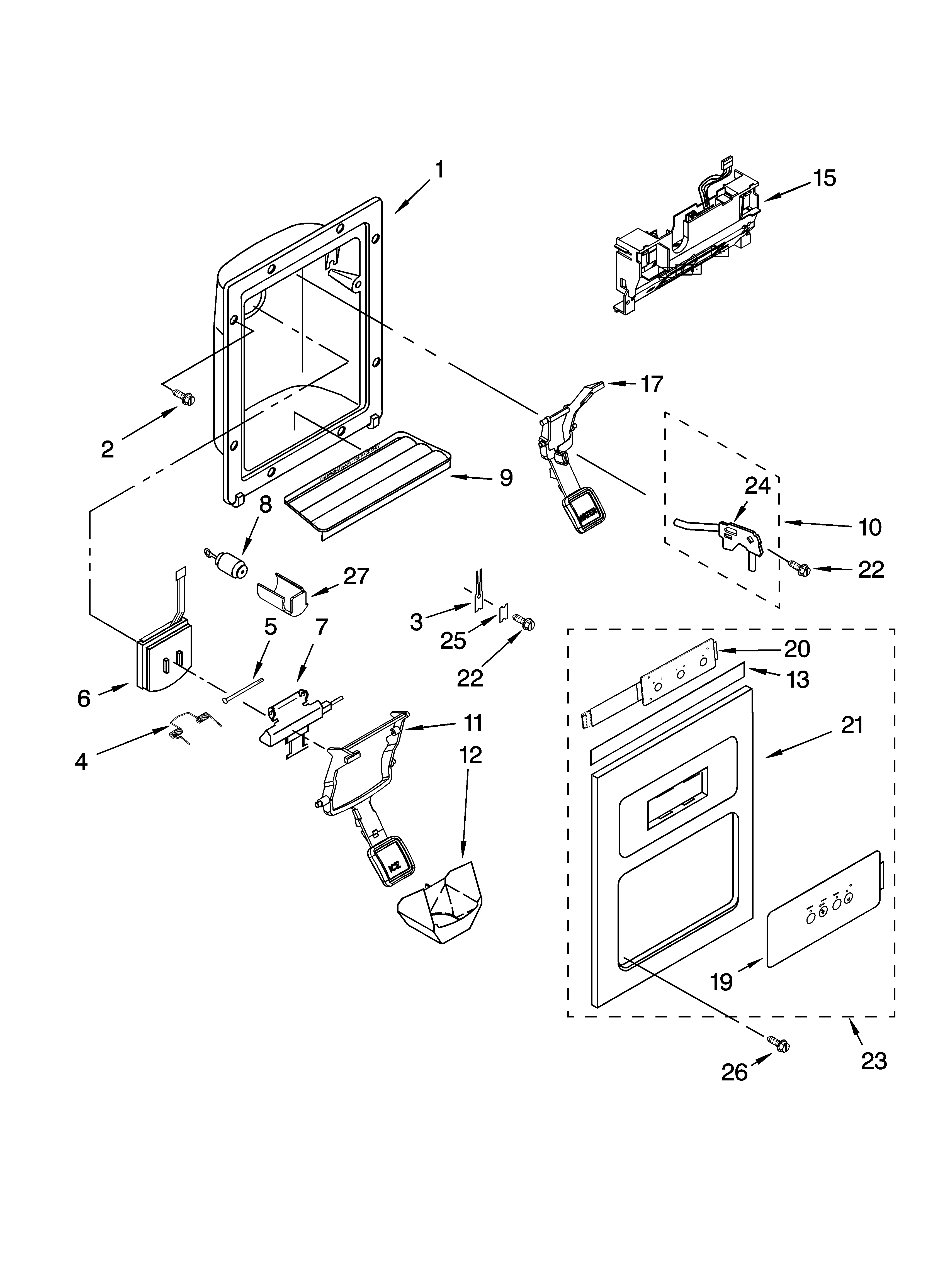 Dispenser front parts