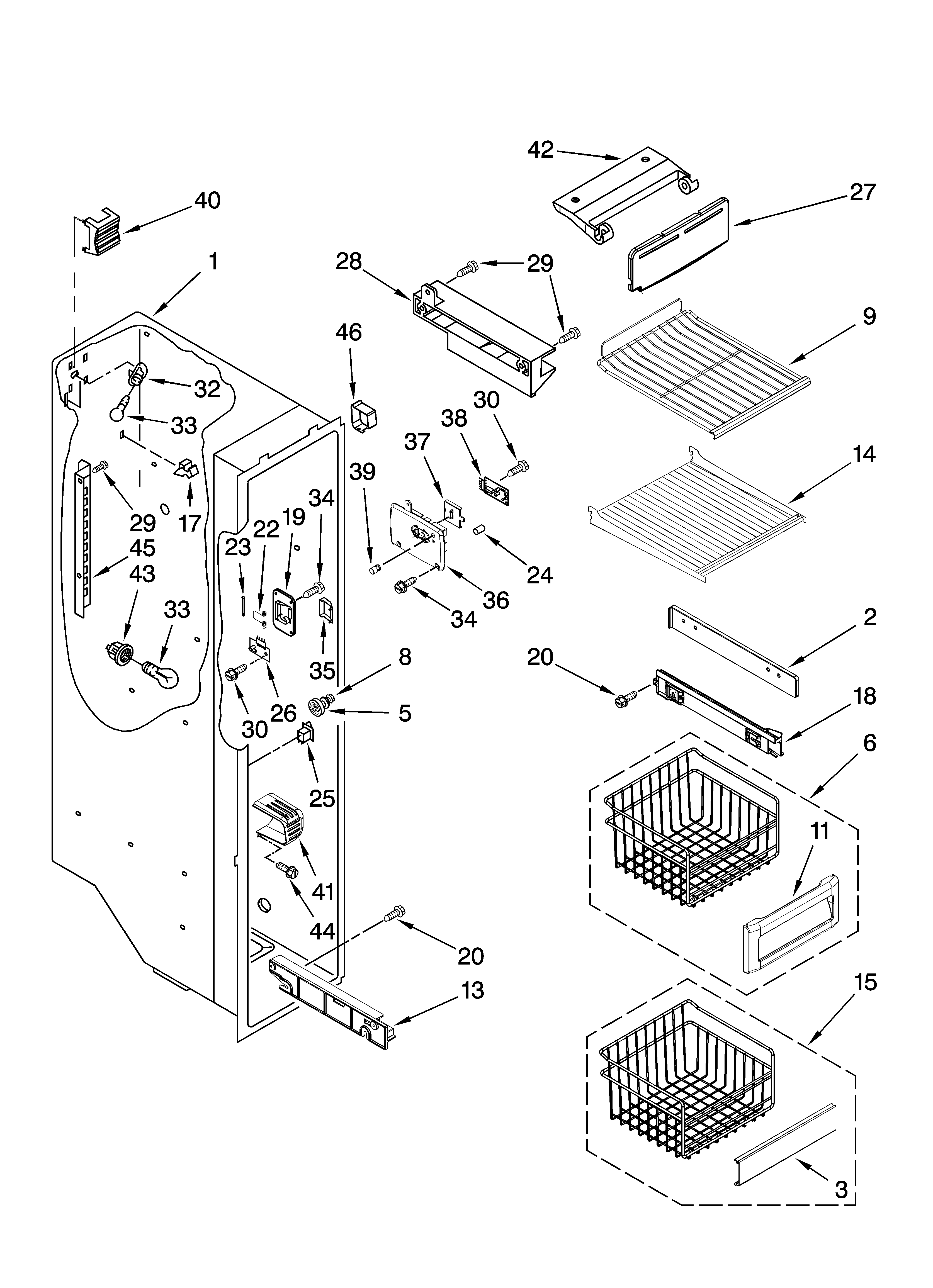 Freezer liner parts