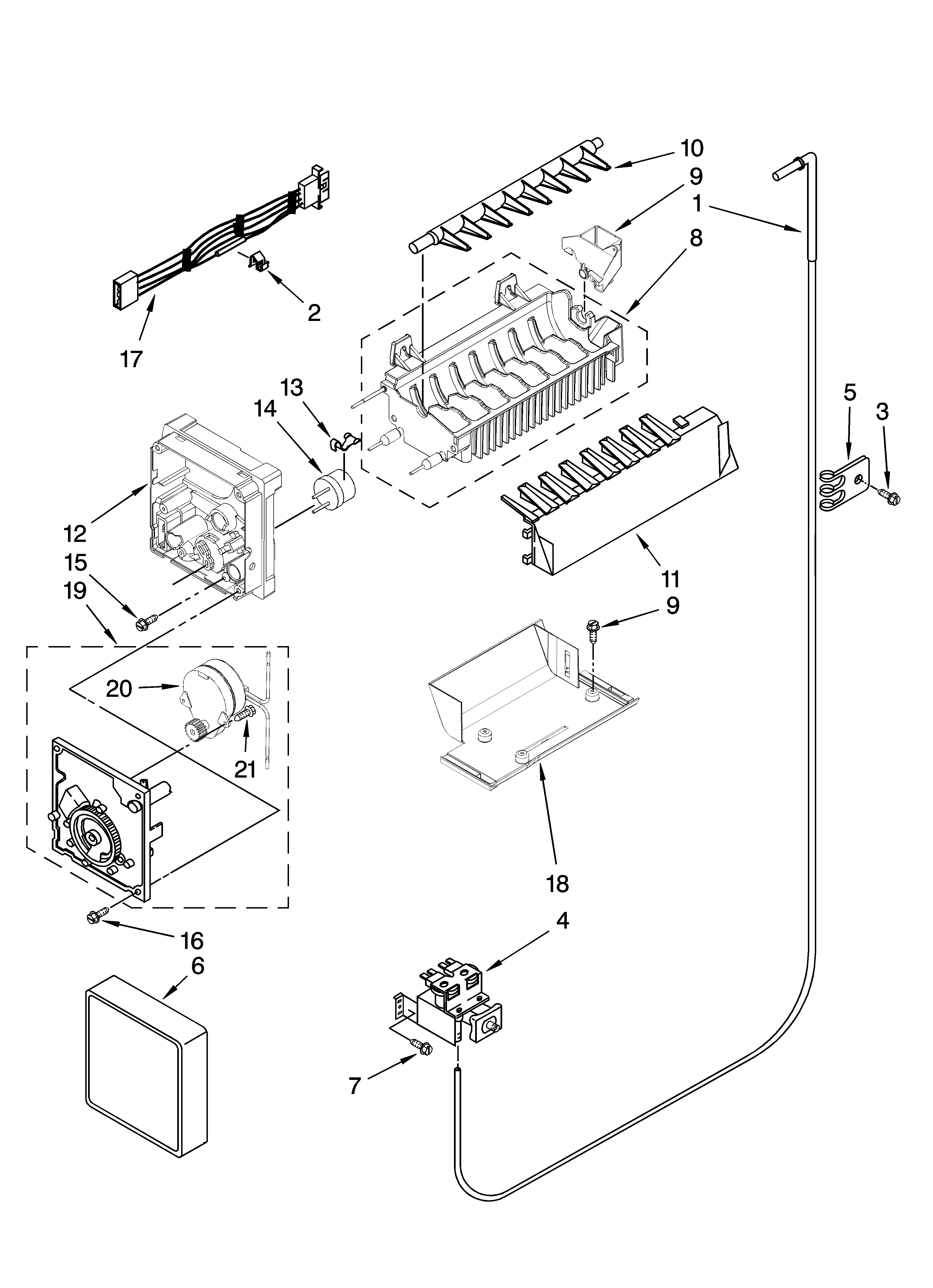 Icemaker parts, optional parts (not included)