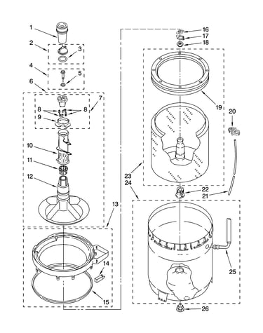 Agitator, basket and tub parts