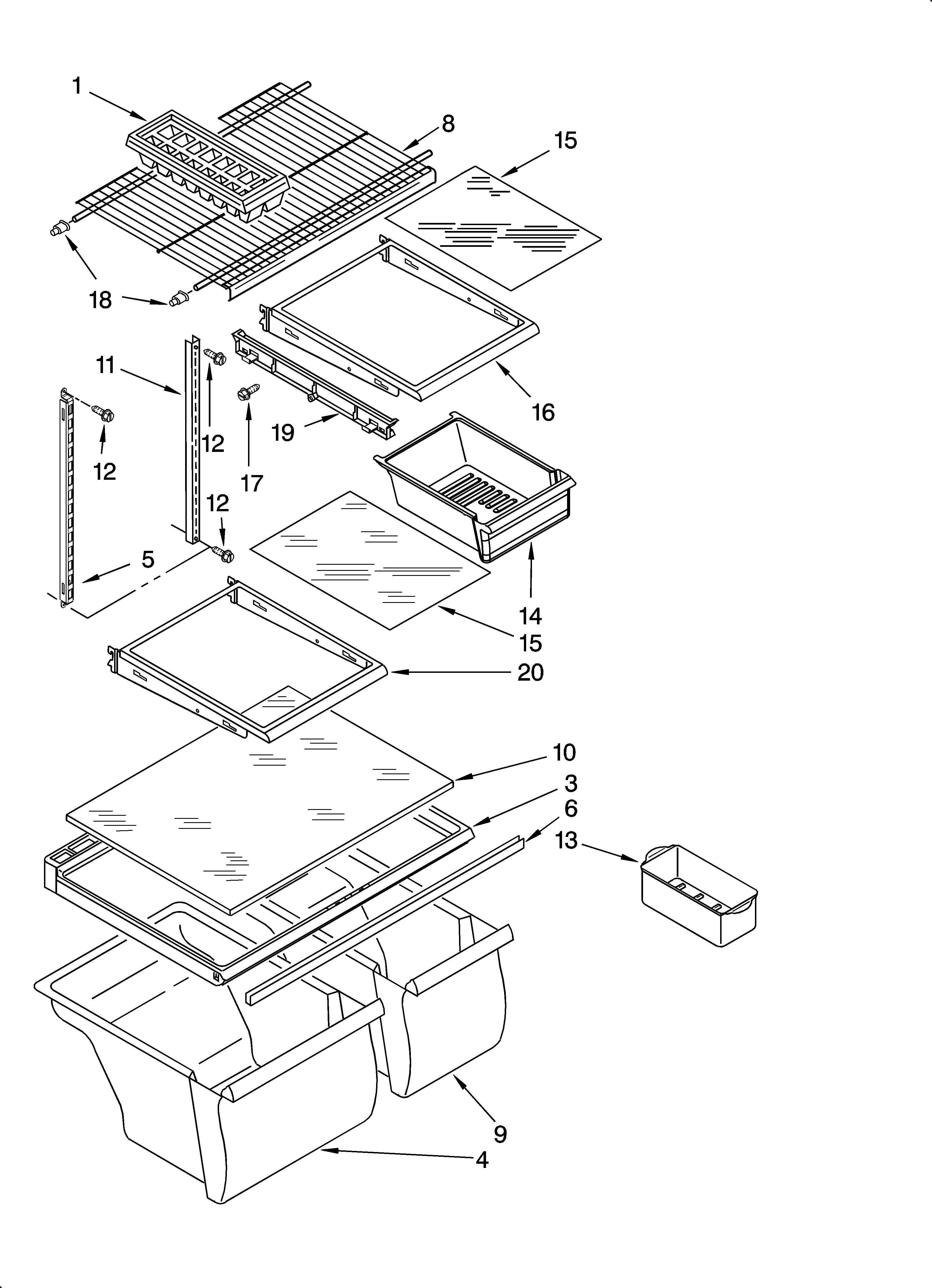 SHELF PARTS, OPTIONAL PARTS (NOT INCLUDED)