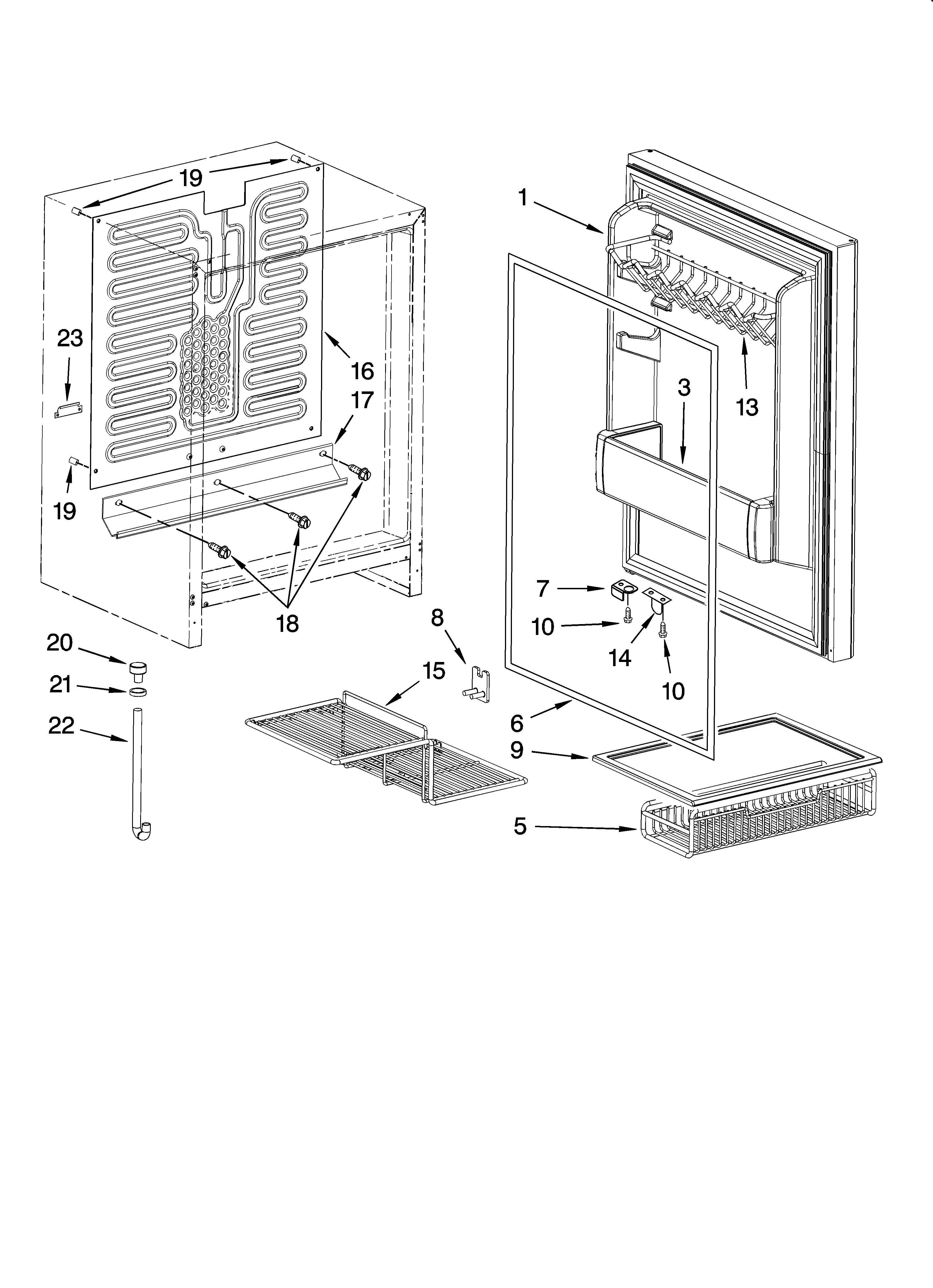 Door and shelf parts