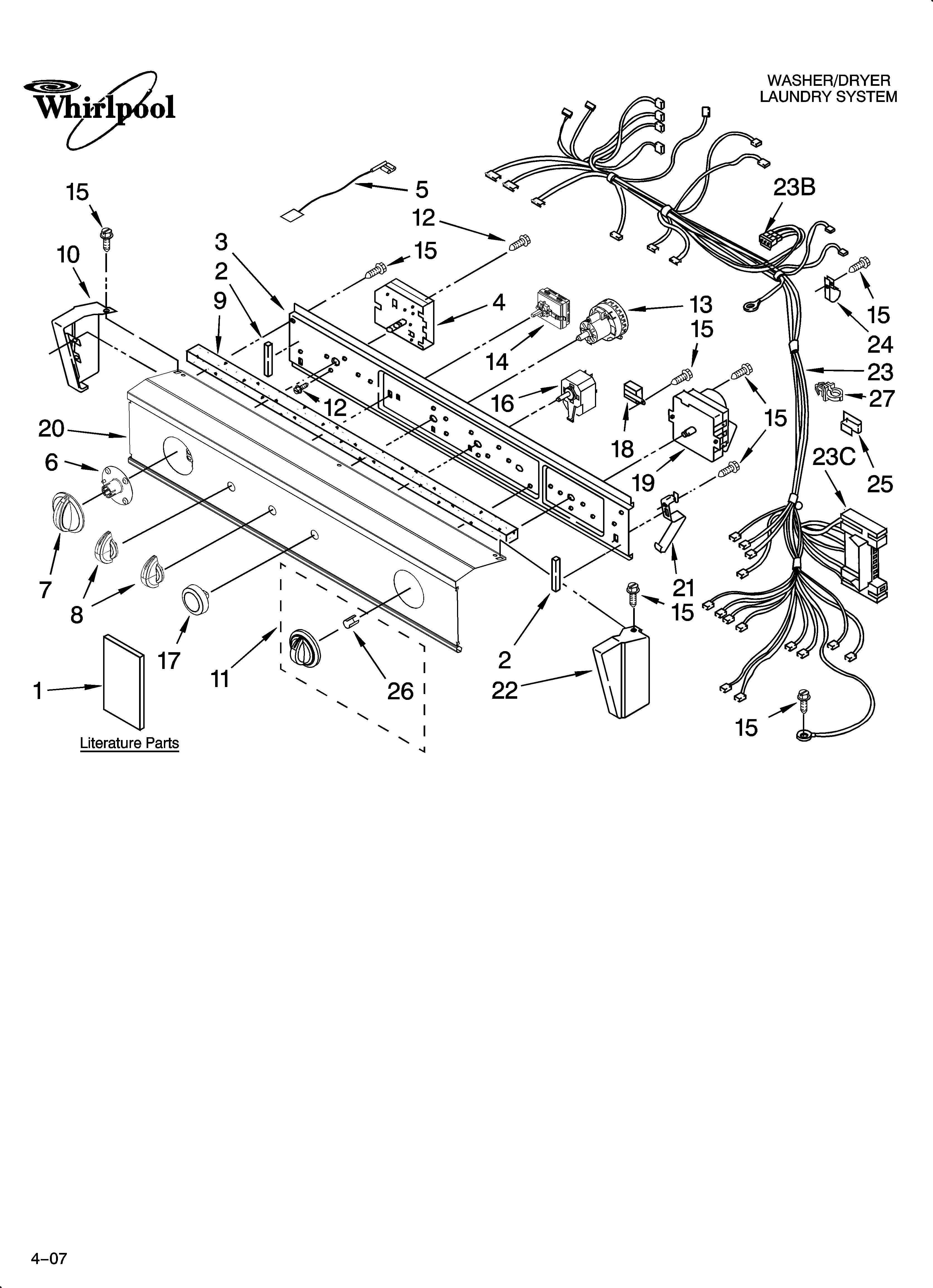 Washer/dryer control panel parts
