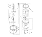 Whirlpool WET3300SQ0 agitator, basket and tub parts diagram