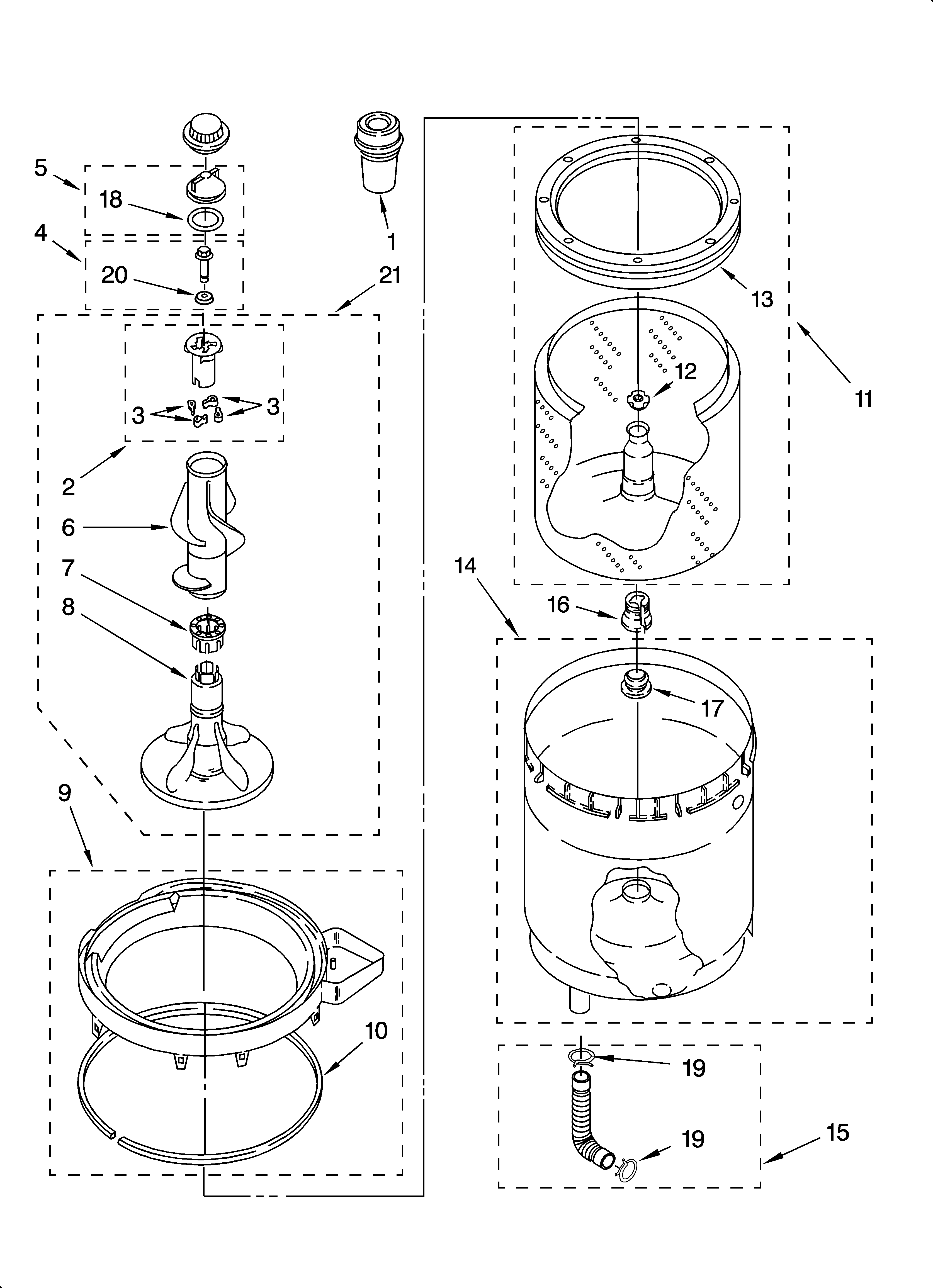 Agitator, basket and tub parts