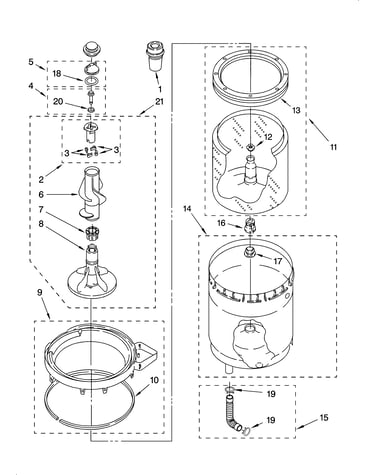 Agitator, basket and tub parts