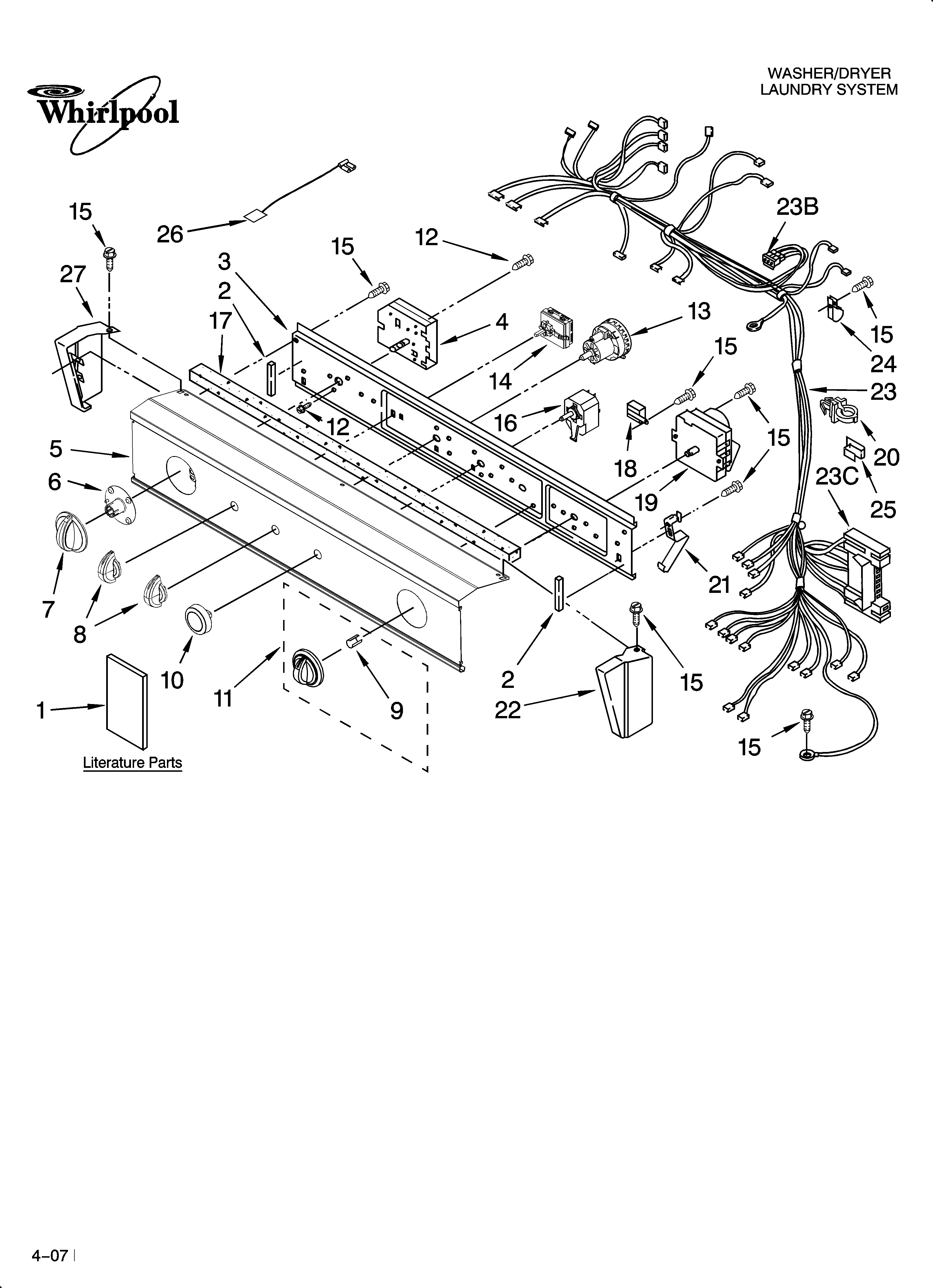Washer/dryer control panel parts