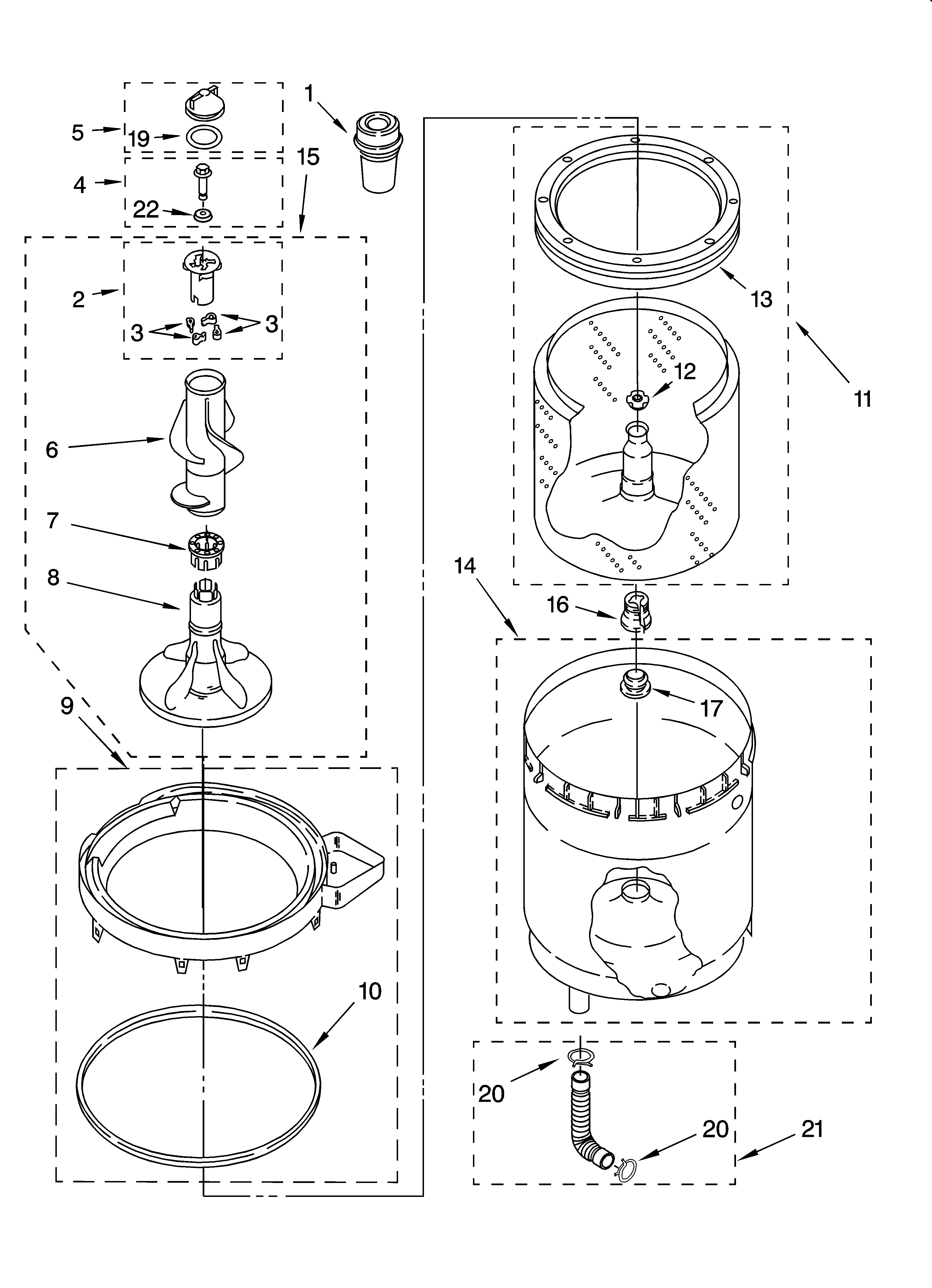 Agitator, basket and tub parts