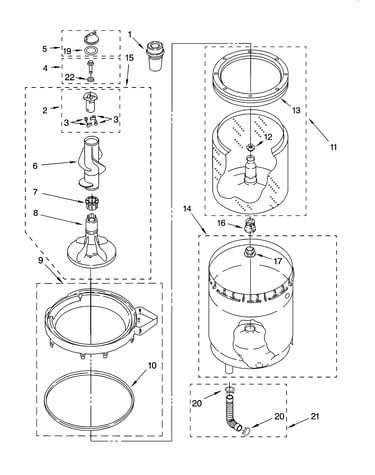 Agitator, basket and tub parts