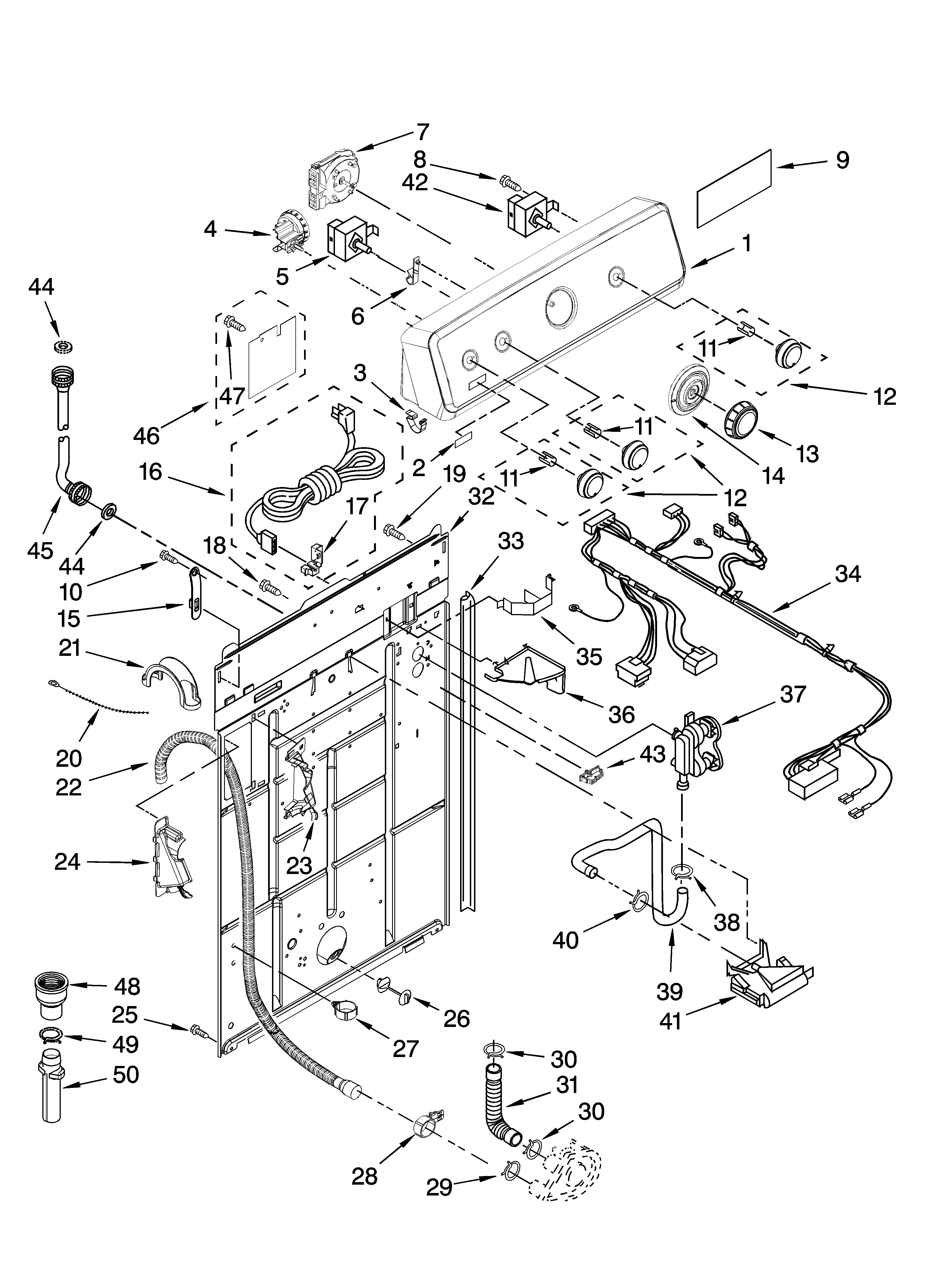 Controls and rear panel parts