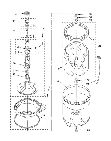 Agitator, basket and tub parts