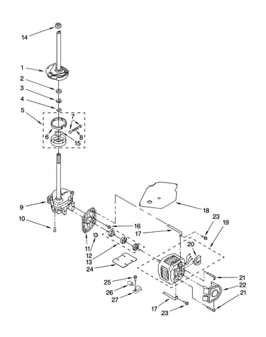 Brake, clutch, gearcase, motor and pump parts