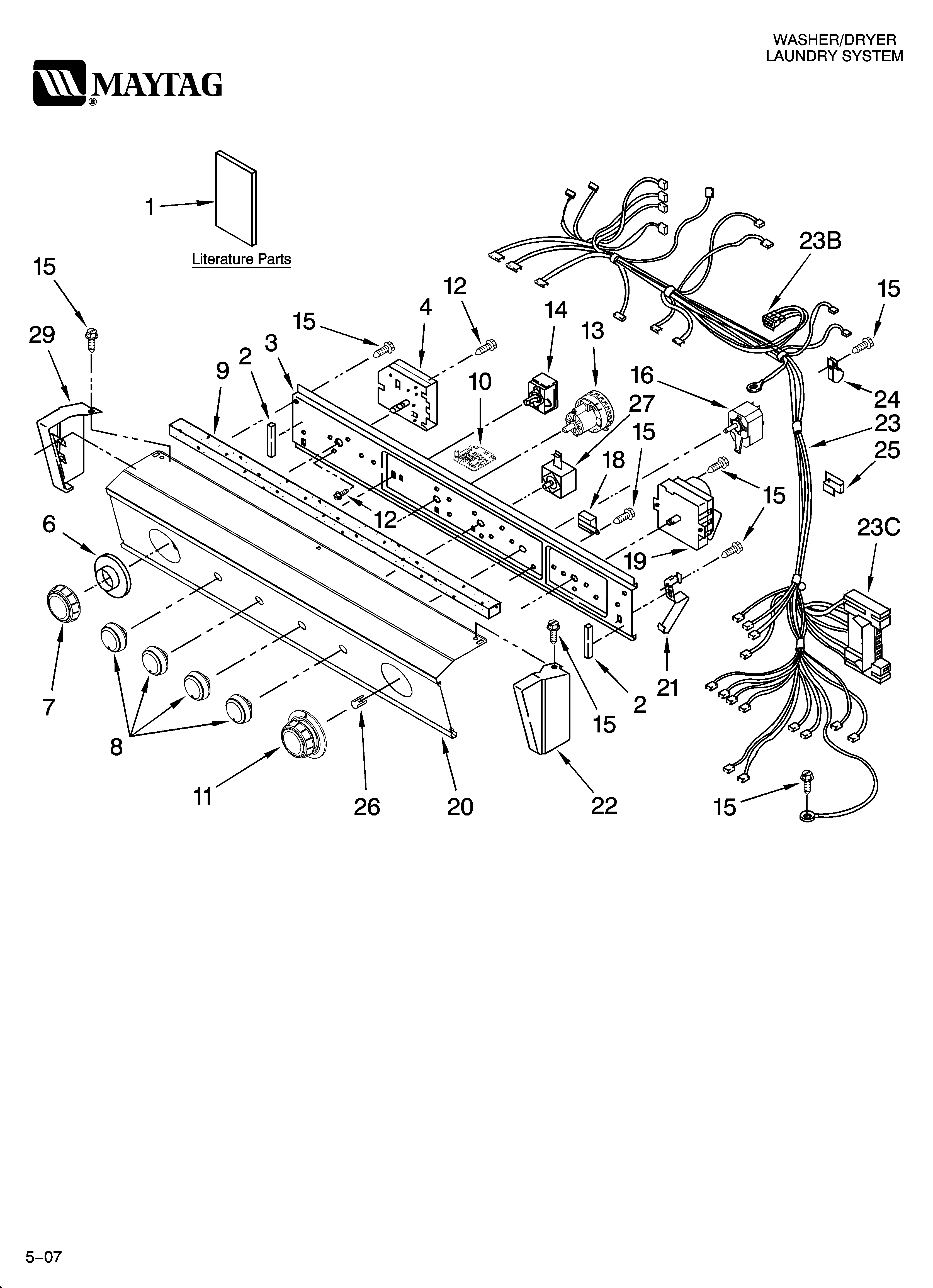 Washer/dryer control panel parts