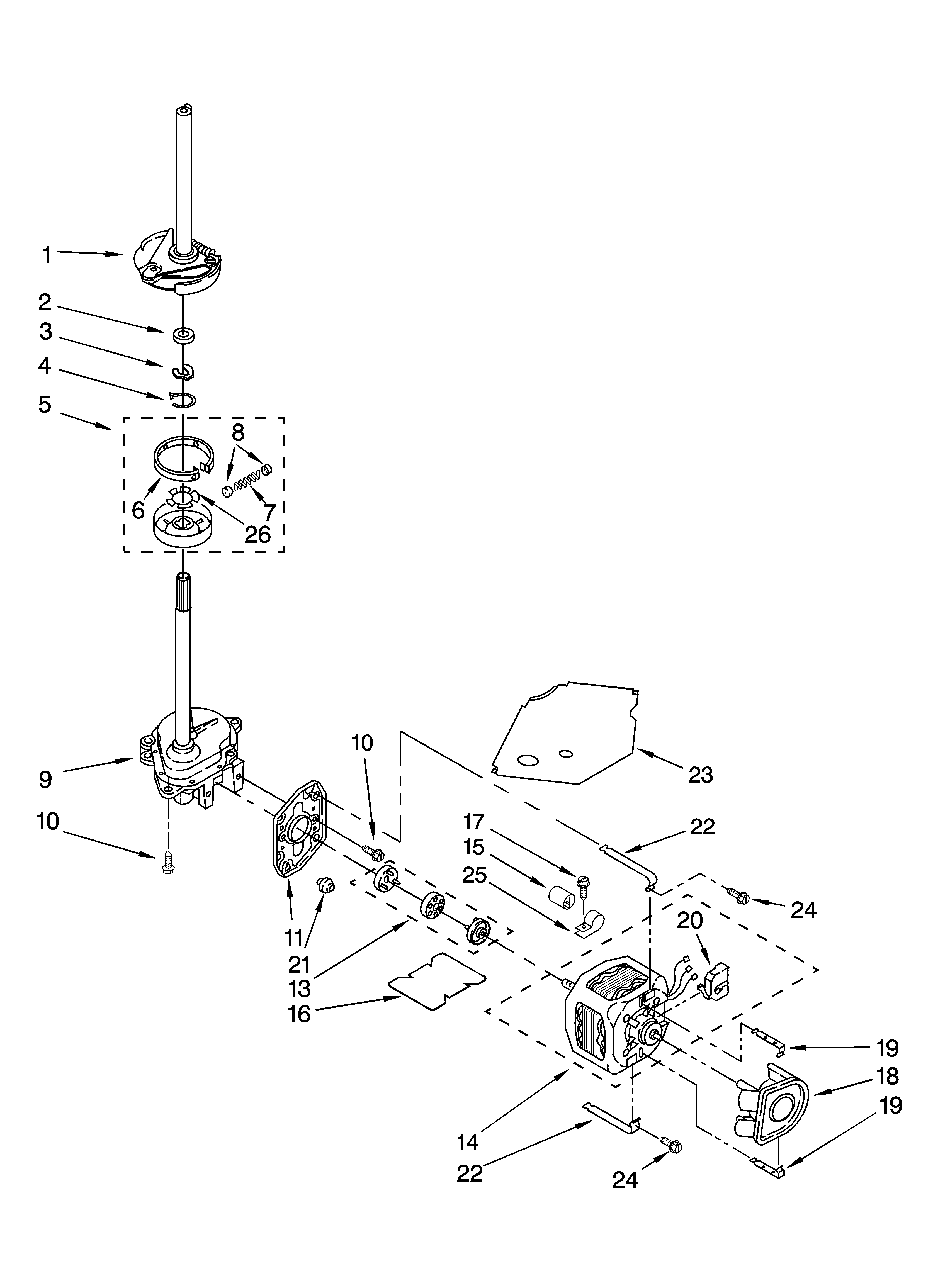 Brake, clutch, gearcase, motor and pump parts