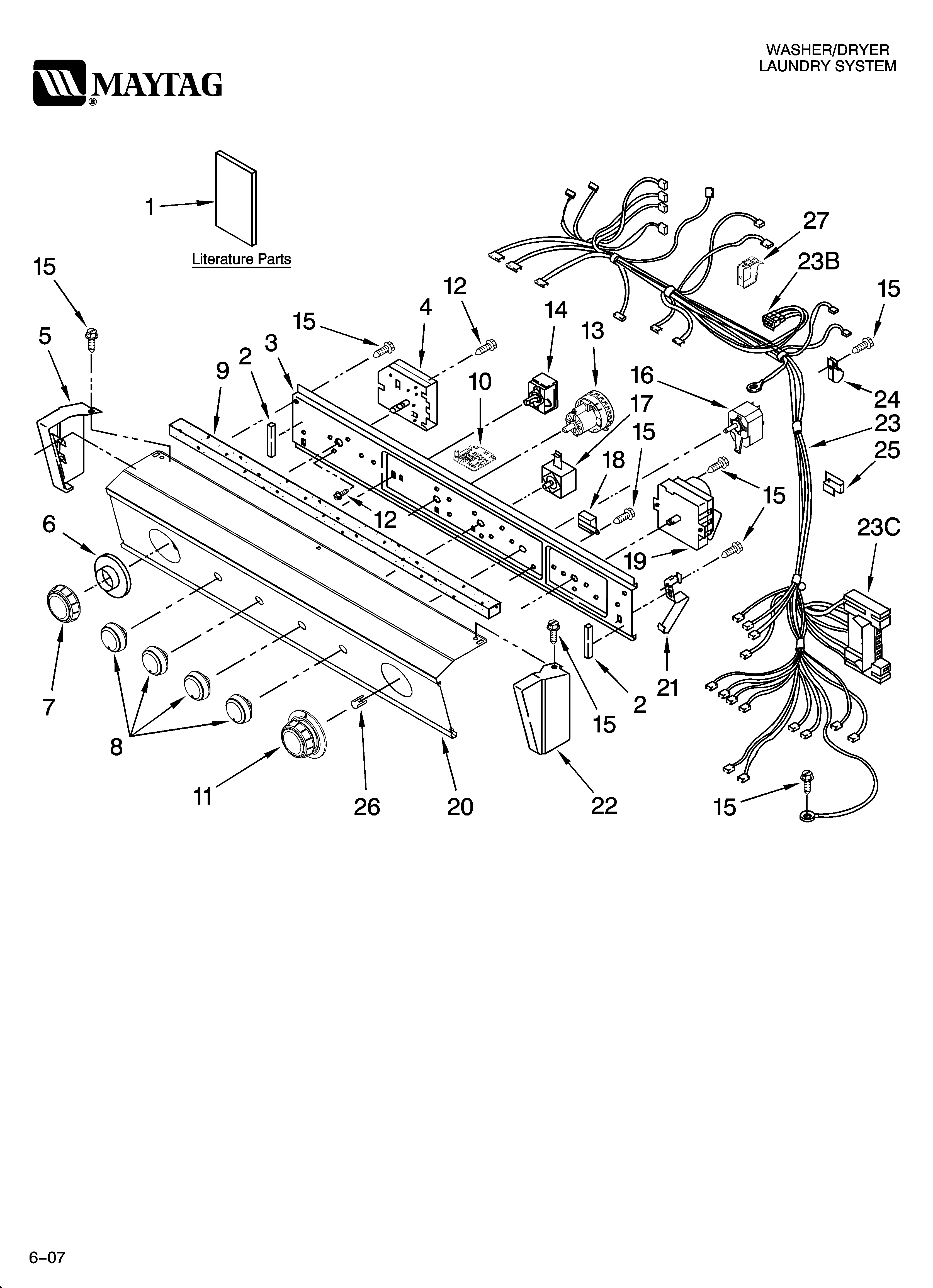 Washer/dryer control panel parts