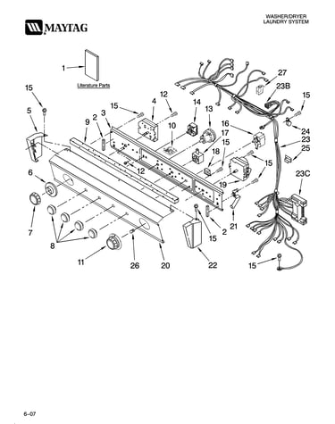 Washer/dryer control panel parts