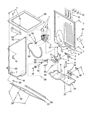 Dryer cabinet and motor parts