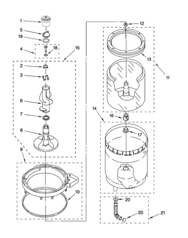 Agitator, basket and tub parts