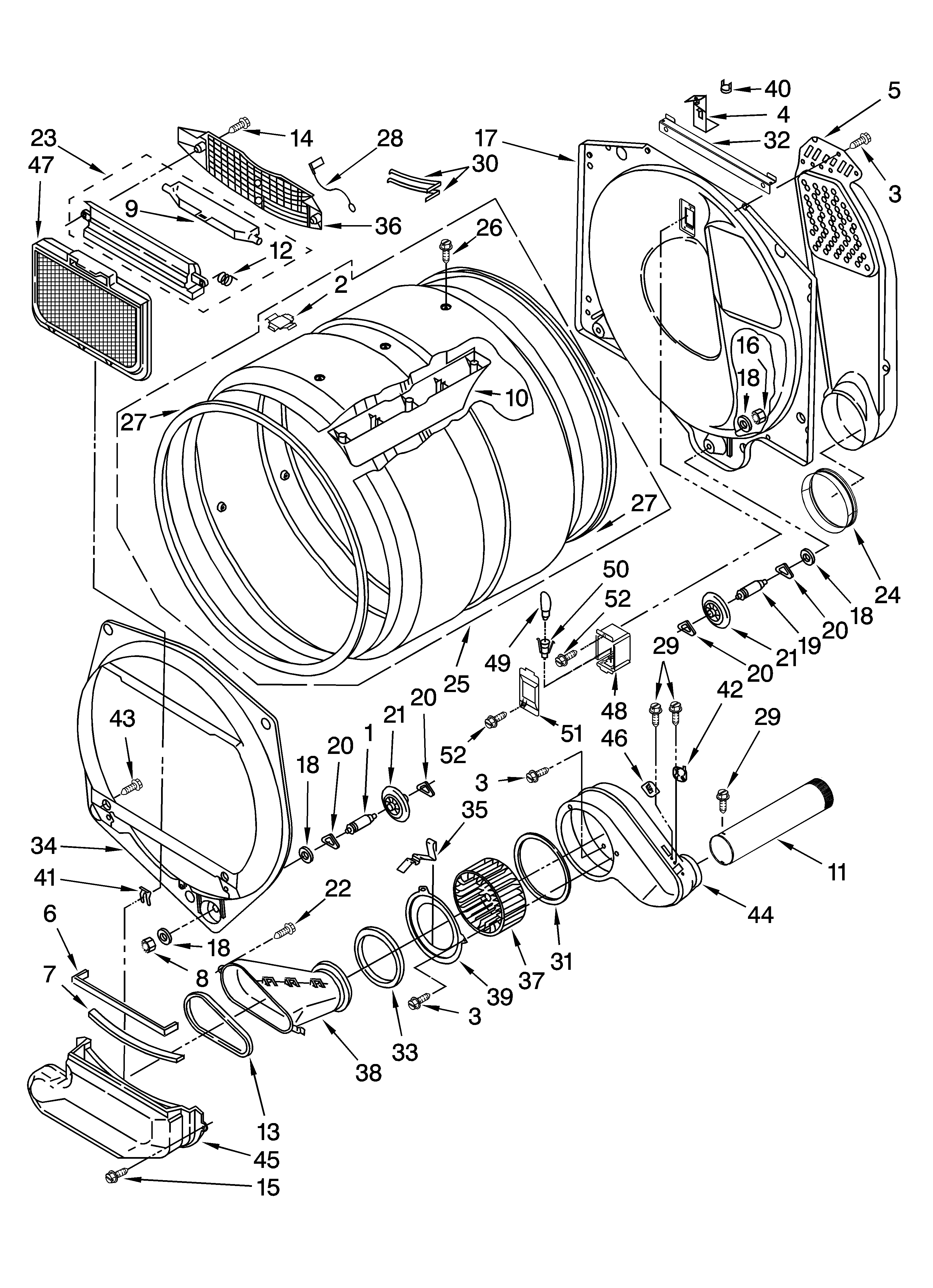 Dryer bulkhead parts