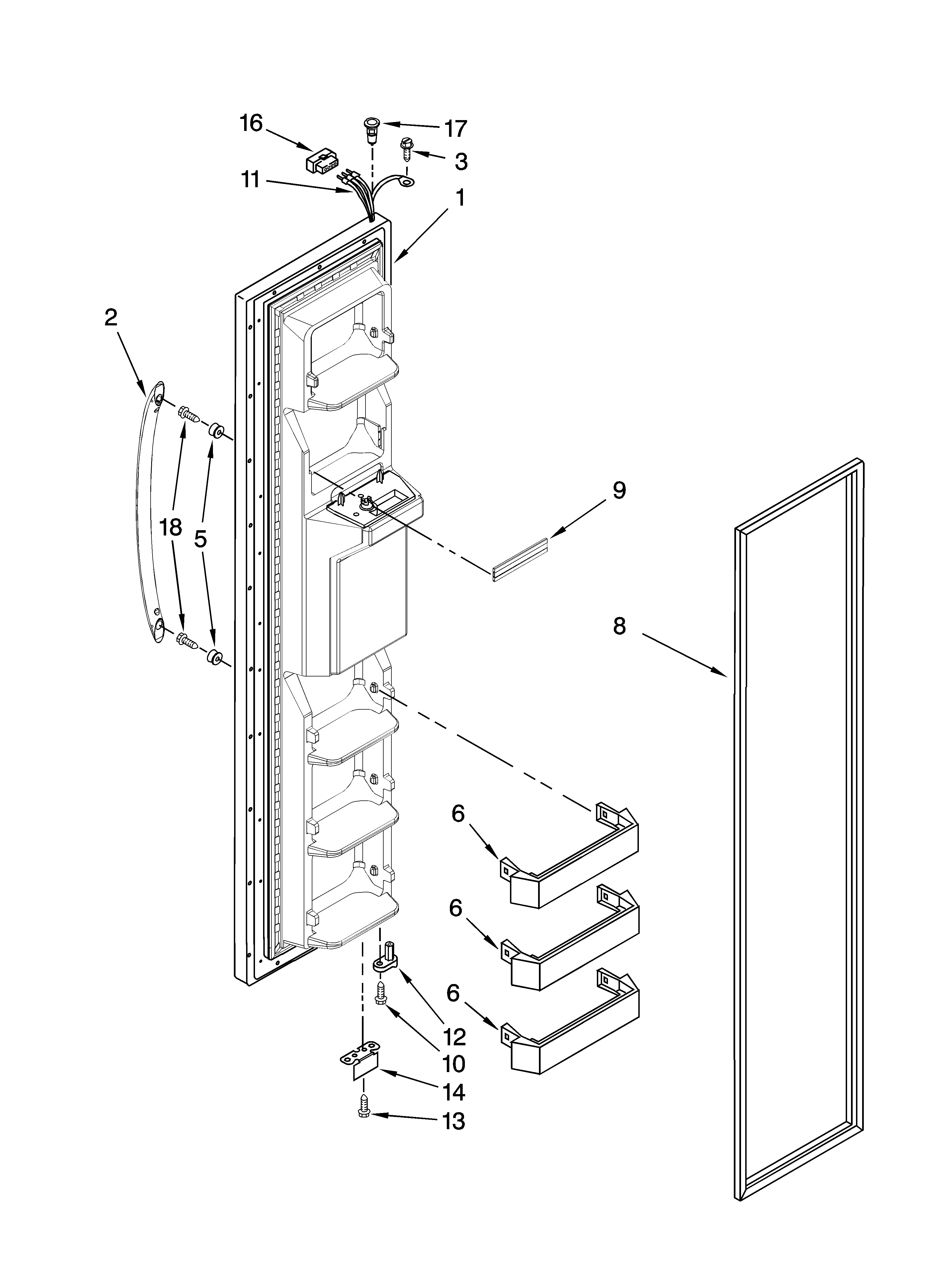 Freezer door parts
