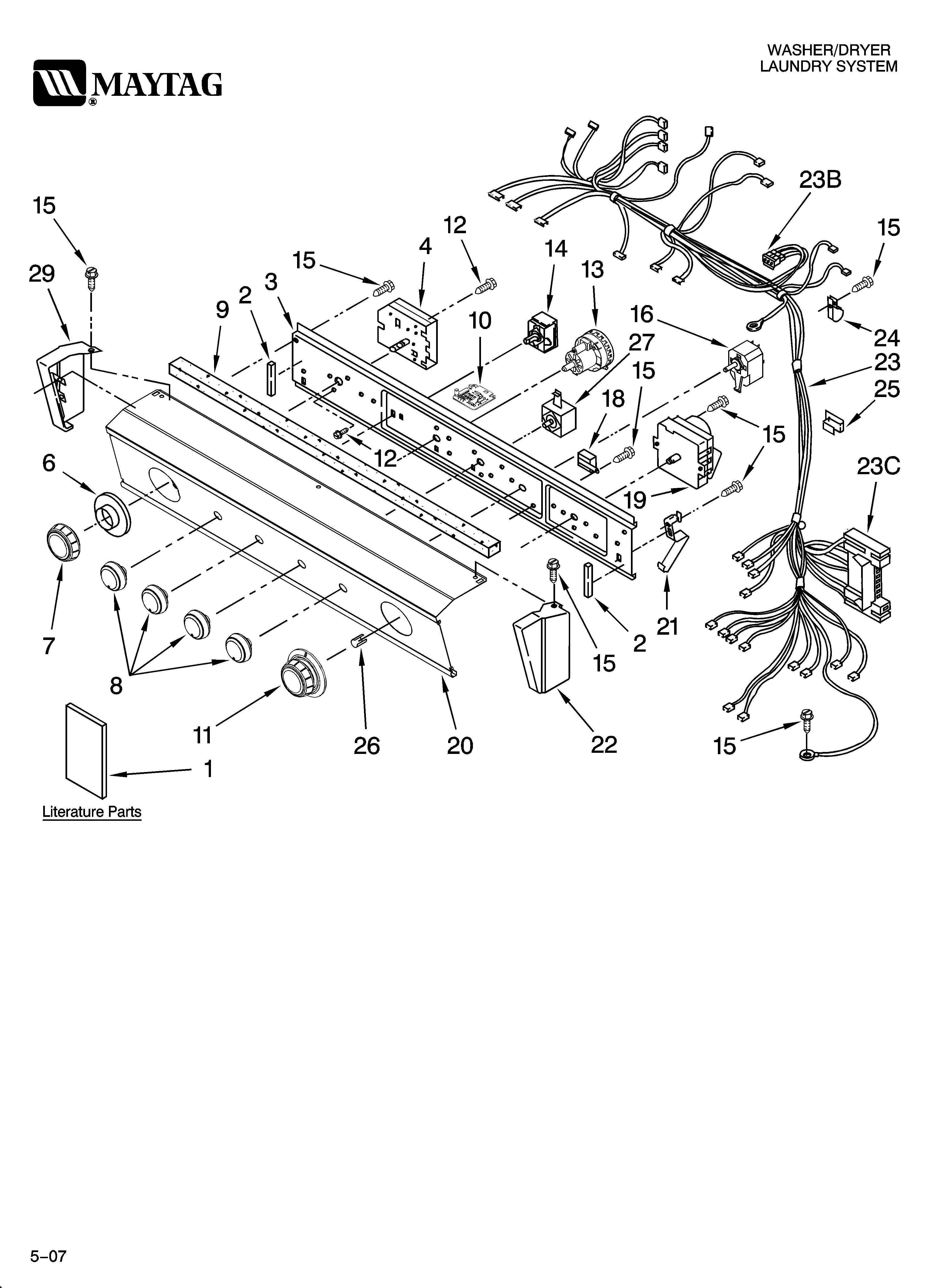 WASHER/DRYER CONTROL PANEL PARTS