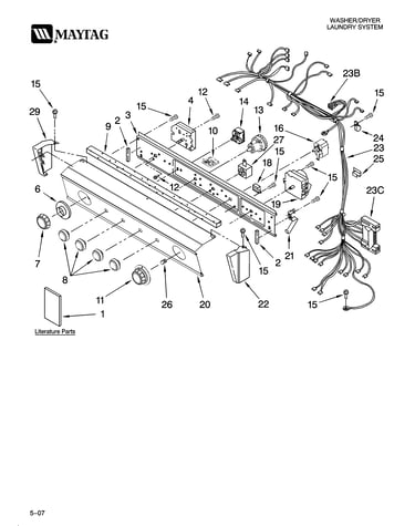 Washer/dryer control panel parts
