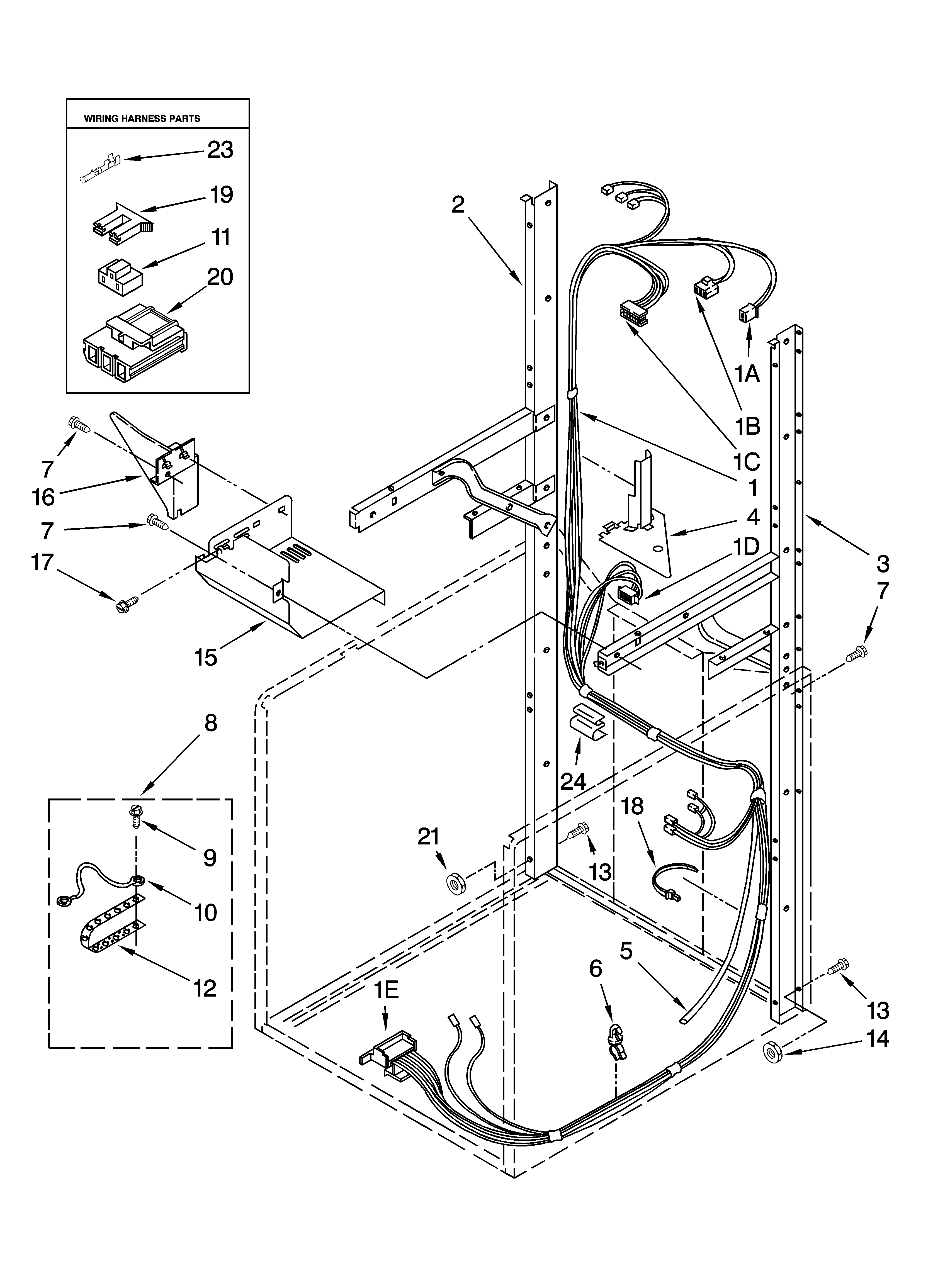 DRYER SUPPORT AND WASHER HARNESS PARTS