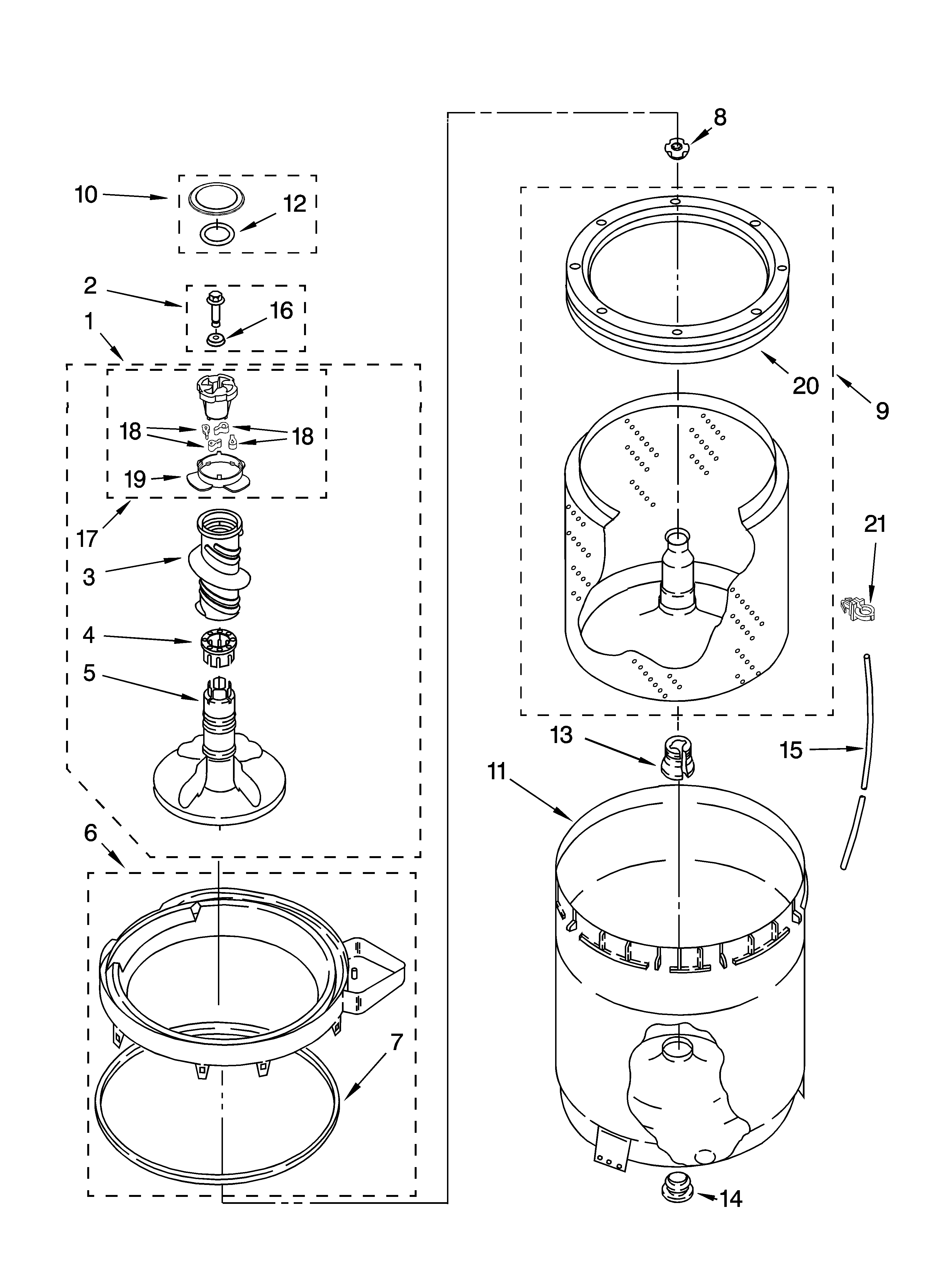 Agitator, basket and tub parts