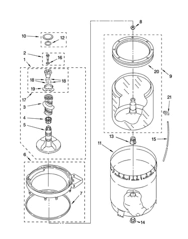 Agitator, basket and tub parts