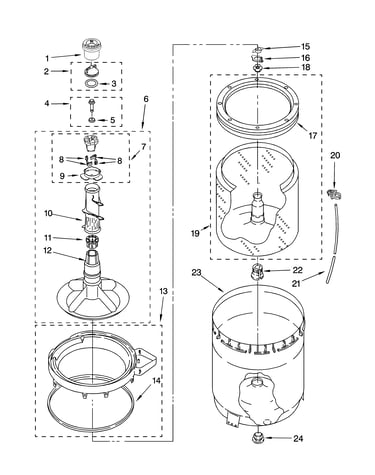 Agitator, basket and tub parts