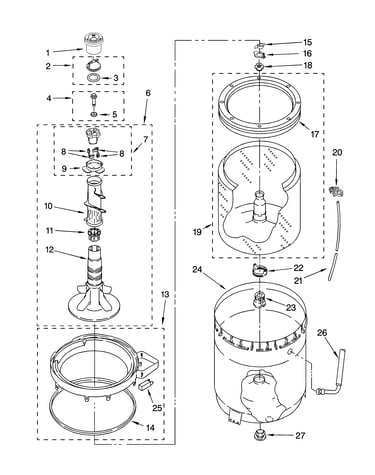 Agitator, basket and tub parts