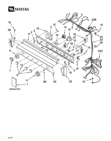 Washer/dryer control panel parts