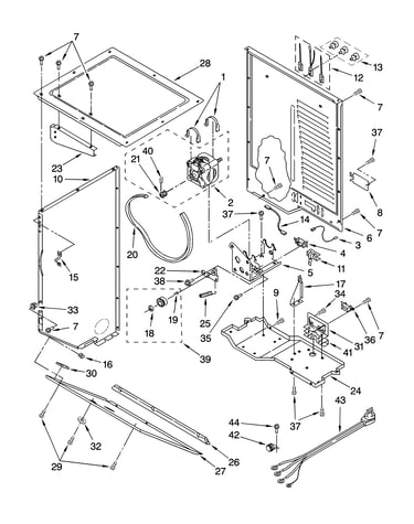 Dryer cabinet and motor parts
