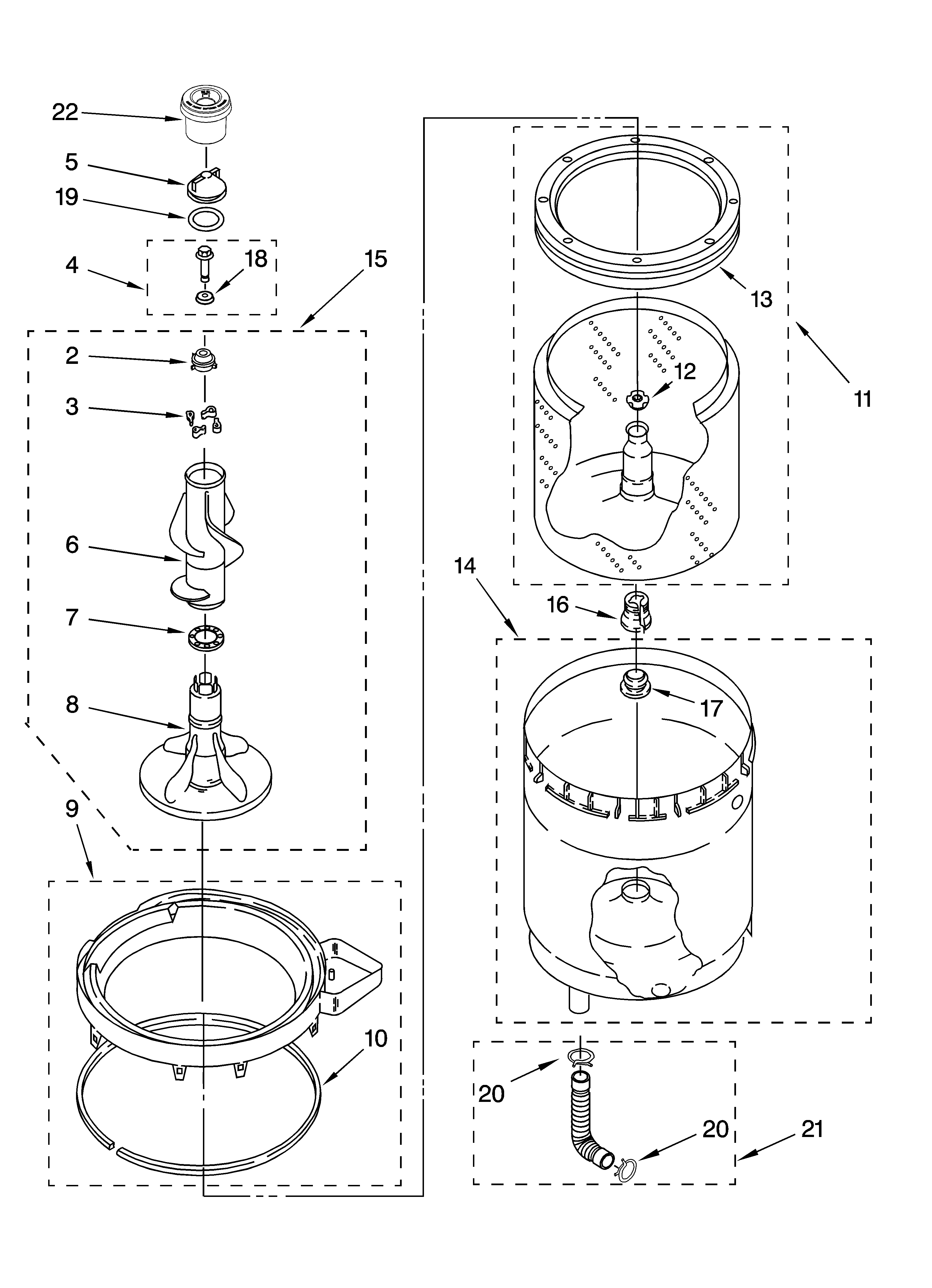 Agitator, basket and tub parts