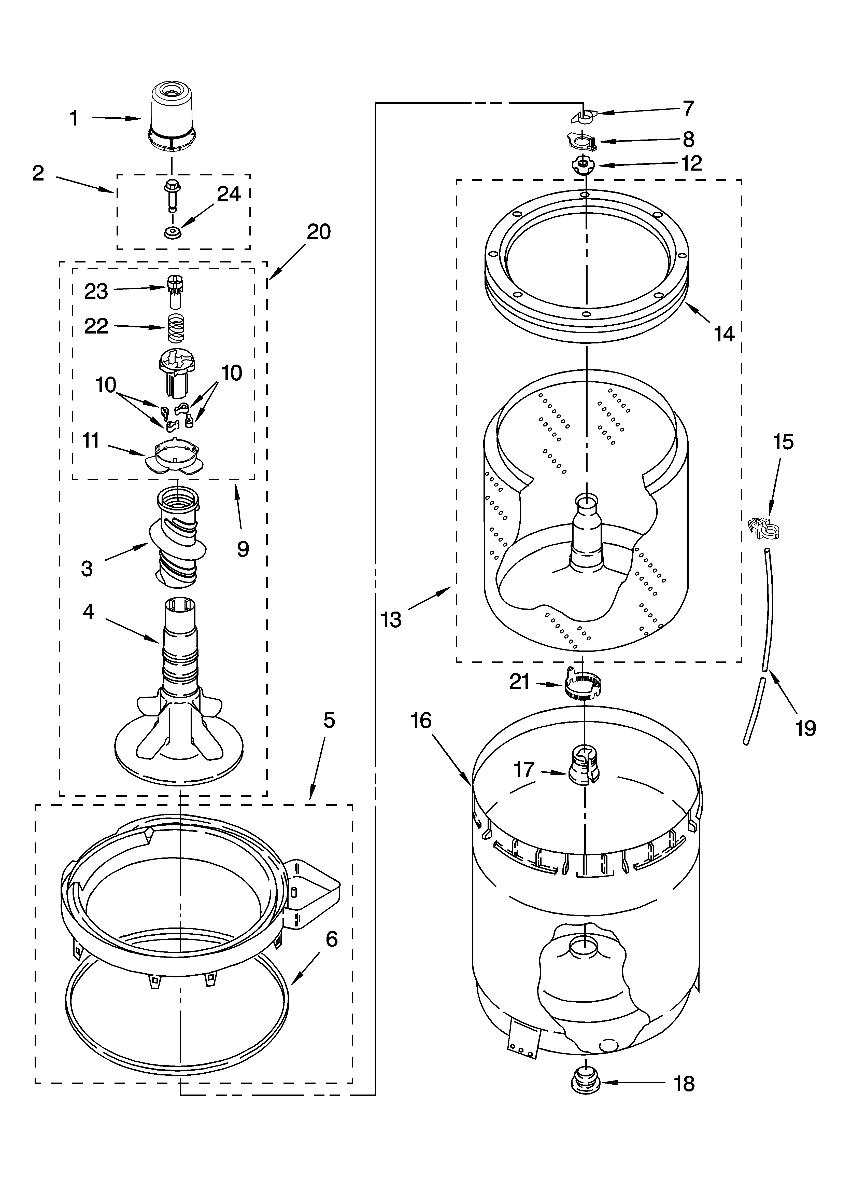 AGITATOR, BASKET AND TUB PARTS