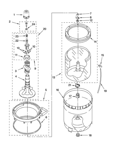 Agitator, basket and tub parts