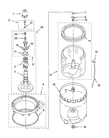 Agitator, basket and tub parts