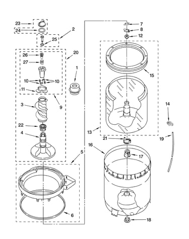 Agitator, basket and tub parts