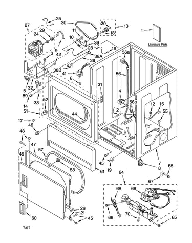 Lower cabinet and front panel parts
