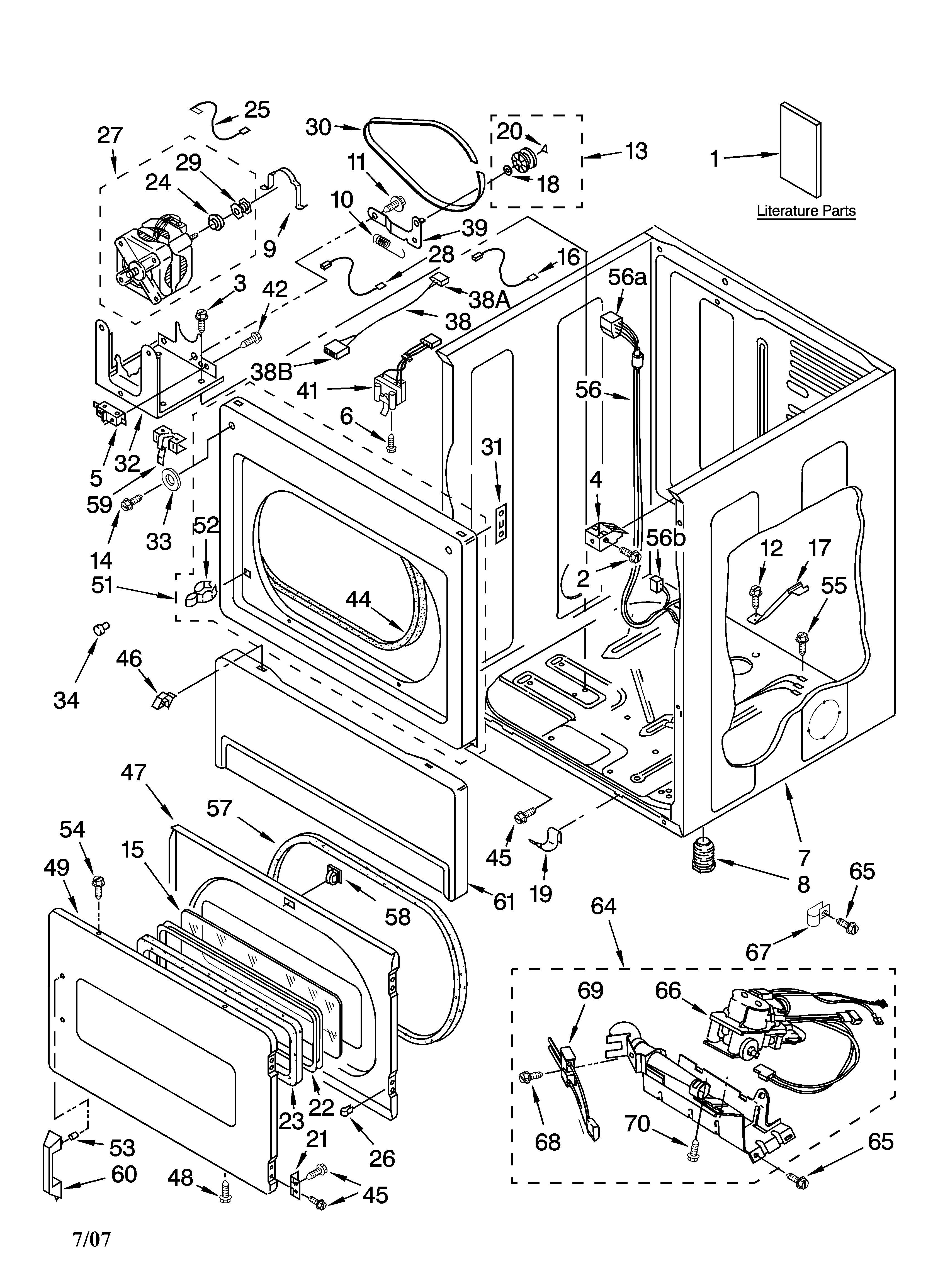 Lower cabinet and front panel parts
