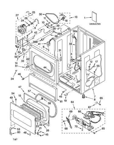 Lower cabinet and front panel parts