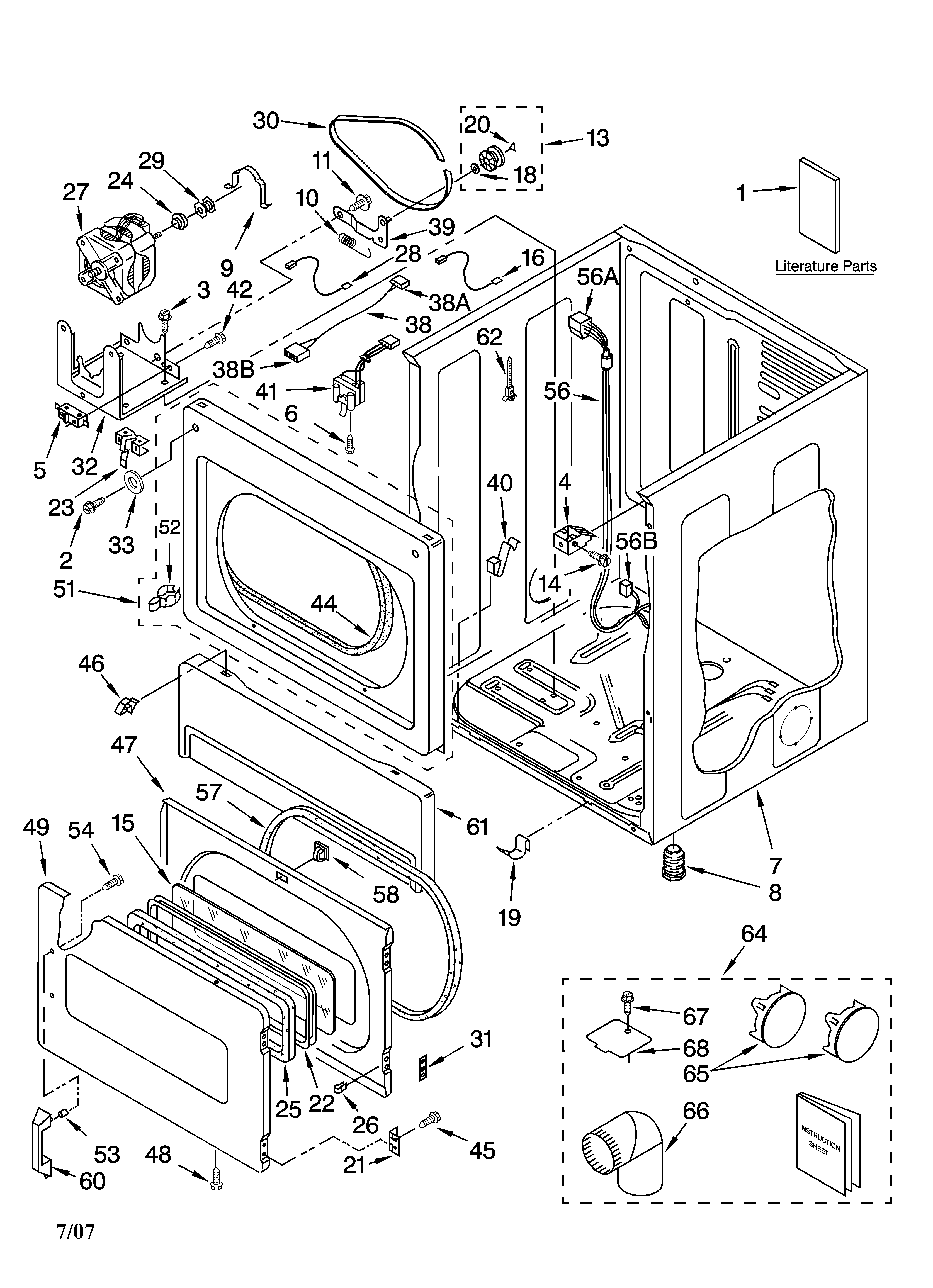Lower cabinet and front panel parts