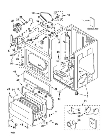 Lower cabinet and front panel parts